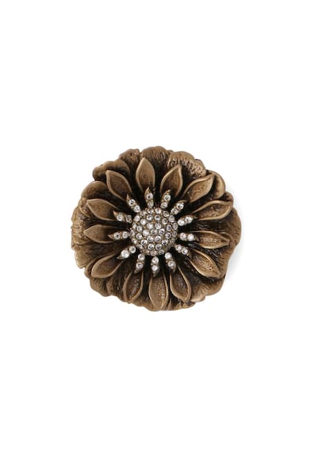 Buy_Cosa Nostraa_Gold Floral Marvel Carved Buttons - Set Of 7 _Online_at_Aza_Fashions