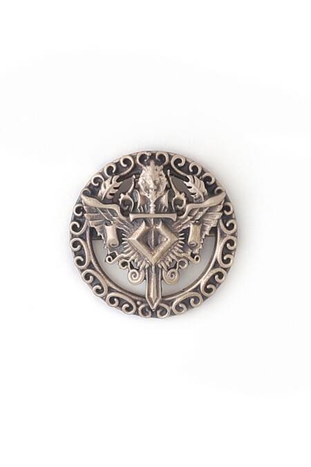 Cosa Nostraa Gold The Knight Lion Shield Buttons - Set Of 13 Online at Aza Fashions Cosa Nostraa_Gold The Knight Lion Shield Buttons - Set Of 13 _Online_at_Aza_Fashions