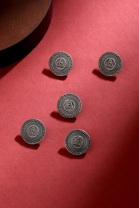 Cosa Nostraa Gold Triangle Power Carved Buttons - Set Of 5