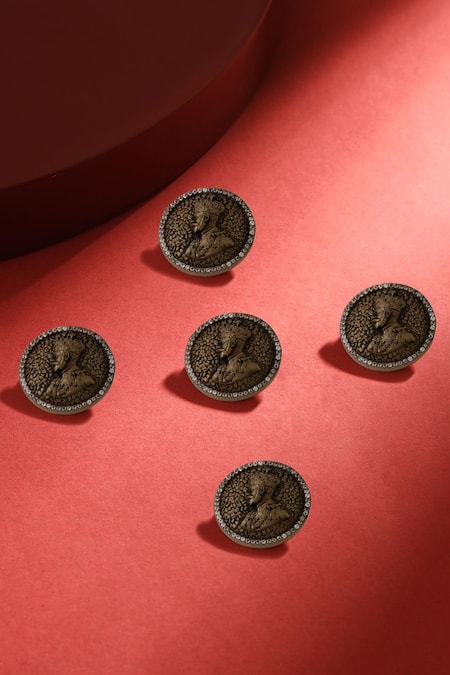 Cosa Nostraa Gold Nobel King Buttons - Set Of 5