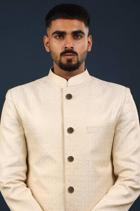 Shop Cosa Nostraa Gold Radiant Dawn Carved Buttons - Set Of 5 at Aza Fashions Shop_Cosa Nostraa_Gold Radiant Dawn Carved Buttons - Set Of 5 _at_Aza_Fashions