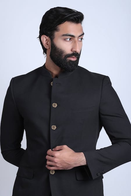 Shop Cosa Nostraa Gold Regal Rose Carved Buttons - Set Of 7 at Aza Fashions Shop_Cosa Nostraa_Gold Regal Rose Carved Buttons - Set Of 7 _at_Aza_Fashions