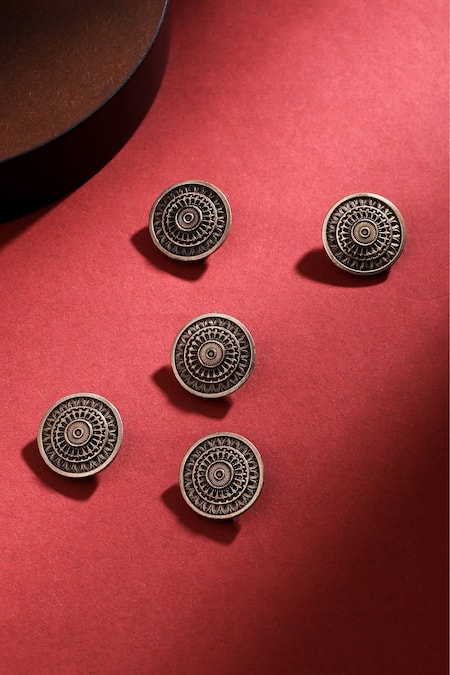 Cosa Nostraa Circular Charm Carved Buttons - Set of 5 