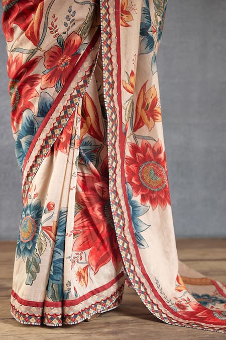 Buy_Torani_Beige , Handloom Tassels, Badami Falak Printed Saree With Blouse 