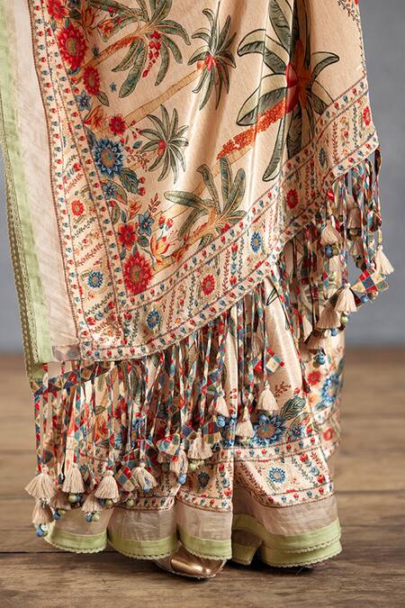 Shop_Torani_Beige Handloom Cotton, Cotton, Silk, Badami Mridhini Printed Saree With Blouse_Online_at_Aza_Fashions