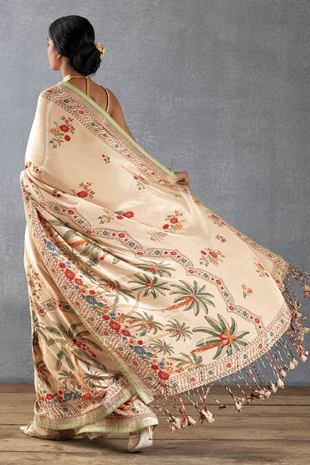 Buy_Torani_Beige Handloom Cotton, Cotton, Silk, Badami Mridhini Printed Saree With Blouse
