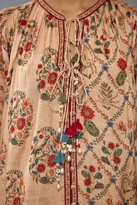 Buy Torani Beige Cotton, Silk Tassels, Embroidery Badami Tarifa Printed Kurta And Pant Set Online at Aza Fashions Buy_Torani_Beige Cotton, Silk Tassels, Embroidery Badami Tarifa Printed Kurta And Pant Set _Online_at_Aza_Fashions