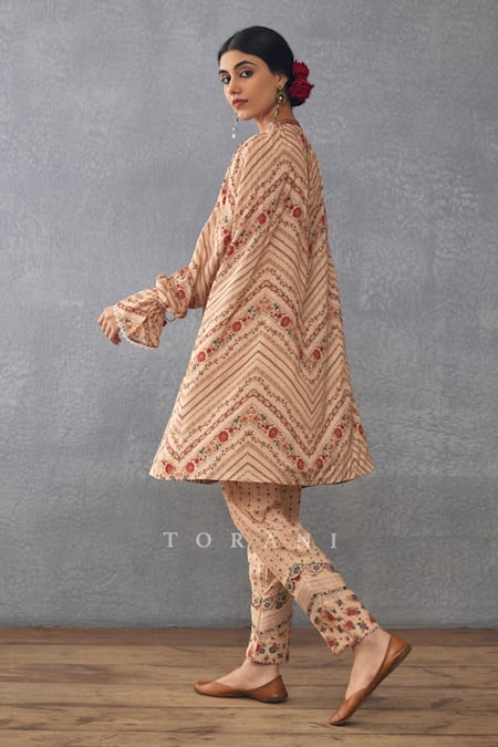 Torani Beige Cotton, Silk Tassels, Embroidery Badami Tarifa Printed Kurta And Pant Set at Aza Fashions Torani_Beige Cotton, Silk Tassels, Embroidery Badami Tarifa Printed Kurta And Pant Set _at_Aza_Fashions