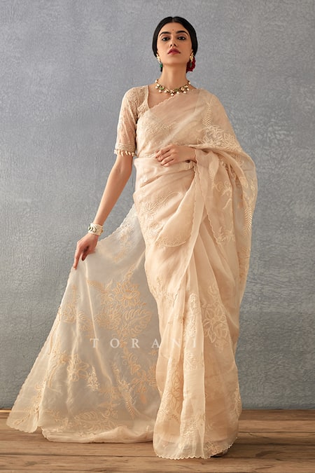 Torani Mradu Pankhuri Scallop Border Saree With Blouse 