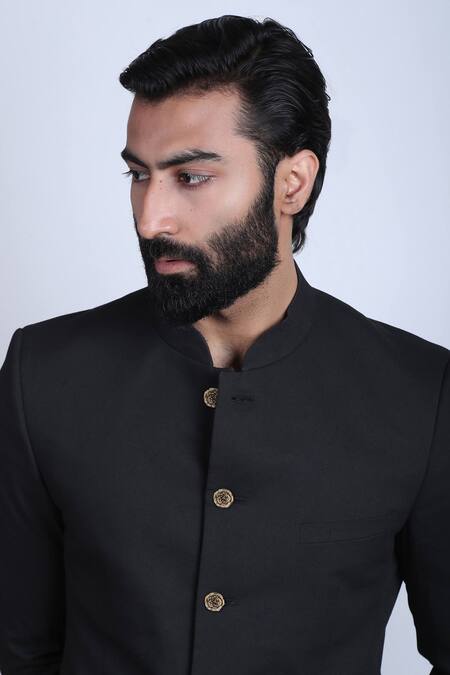 Cosa Nostraa_Gold Embroidery Regal Rose Carved Buttons - Set Of 5 _Online_at_Aza_Fashions