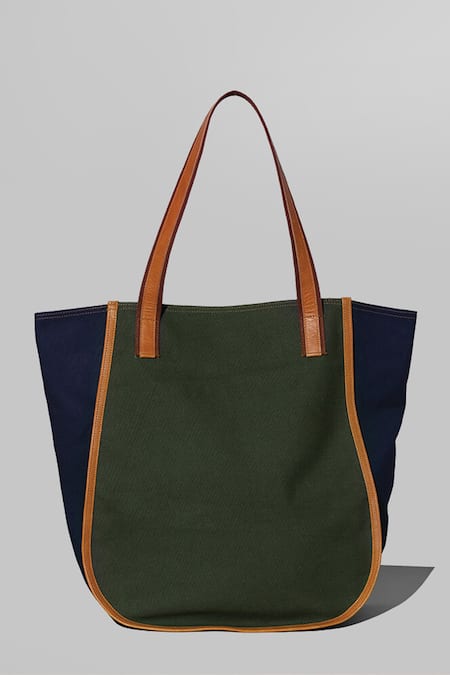 Swarang Designs Green Gulzar Market Colorblock Tote Bag