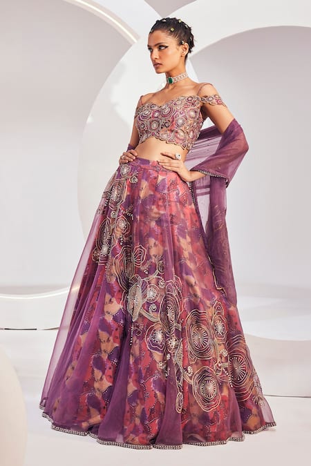 Buy Divya Aggarwal Wine Lehenga And Blouse Dupion Silk Embroidered Bead Embellished Bridal Set Online at Aza Fashions Buy_Divya Aggarwal_Wine Lehenga And Blouse Dupion Silk Embroidered Bead Embellished Bridal Set _Online_at_Aza_Fashions