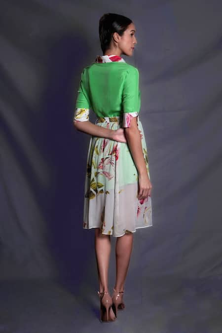 Shop Seesa Ivory Crepe Floral Print Skirt at Aza Fashions Shop_Seesa_Ivory Crepe Floral Print Skirt _at_Aza_Fashions