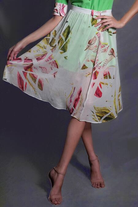 Buy Seesa Ivory Crepe Floral Print Skirt Online at Aza Fashions Buy_Seesa_Ivory Crepe Floral Print Skirt _Online_at_Aza_Fashions