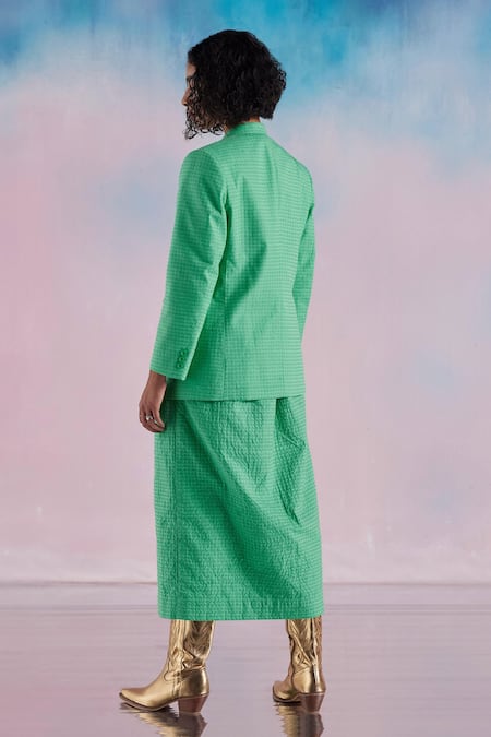 Ilk Heart Embroidered Jacket Skirt Set 