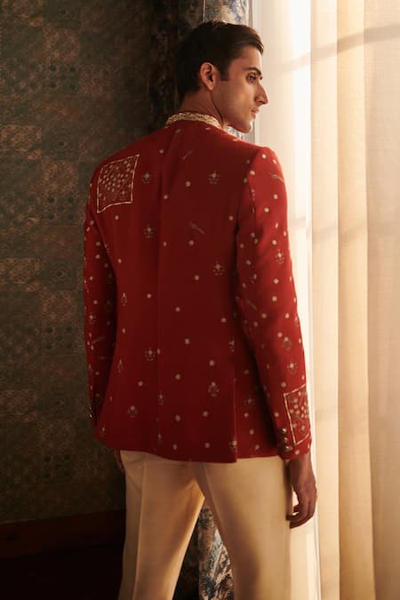 Philocaly Baroque Silk Zari Embroidered Bandhgala 