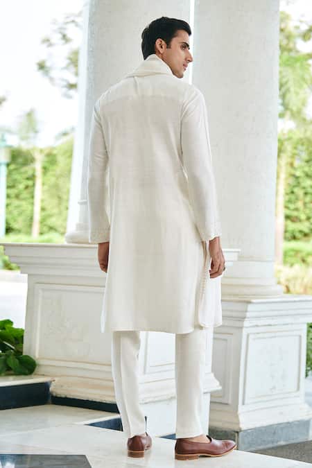Shop Philocaly White Cotton Embroidery Dove Thread Kurta at Aza Fashions Shop_Philocaly_White Cotton Embroidery Dove Thread Kurta _at_Aza_Fashions