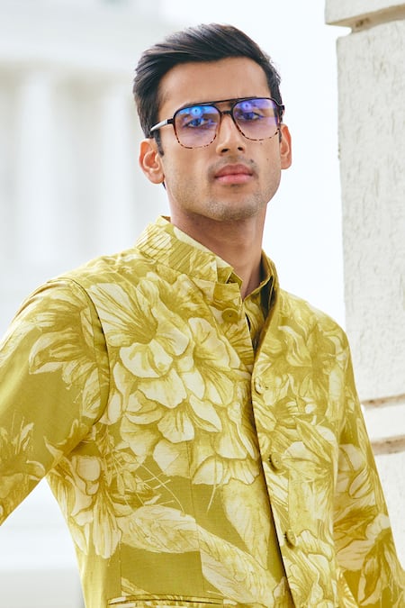 Buy Philocaly Yellow Silk Floral Print Bundi Online at Aza Fashions Buy_Philocaly_Yellow Silk Floral Print Bundi _Online_at_Aza_Fashions