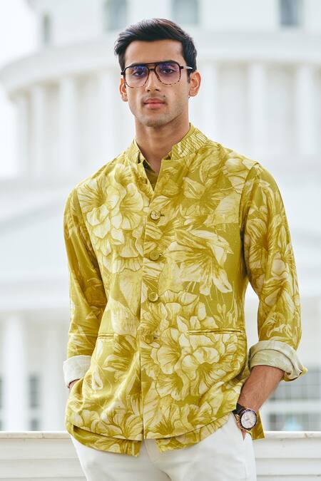 Philocaly Floral Print Silk Bundi Set 