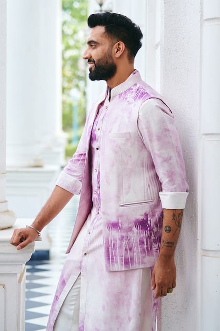 Shop Philocaly Purple Silk Abstract Print Bundi Online at Aza Fashions Shop_Philocaly_Purple Silk Abstract Print Bundi _Online_at_Aza_Fashions