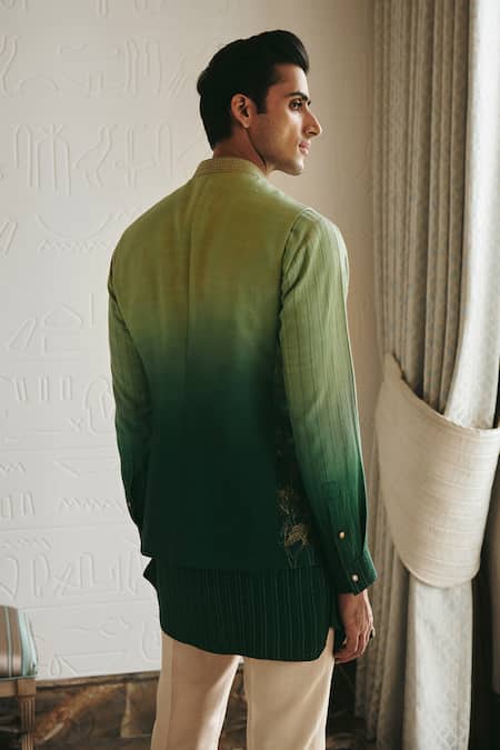 Philocaly Ombre Zari Embroidered Silk Bundi 