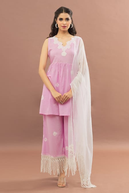 Kalakaari By Sagarika Bandhani Pattern Peplum Kurta Palazzo Set 