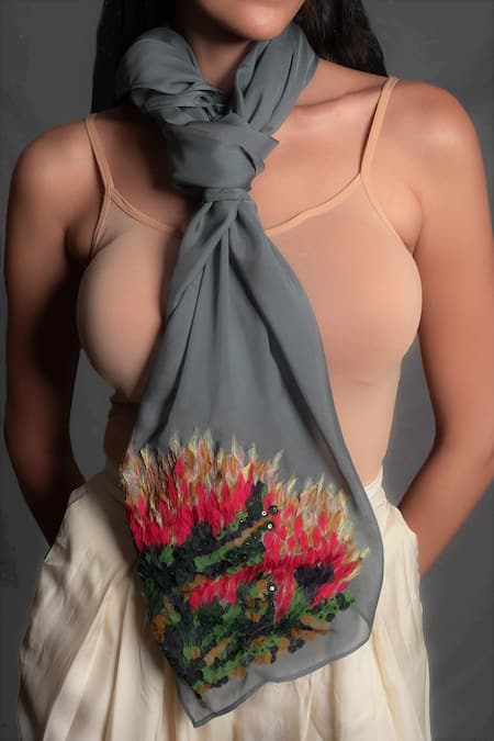 Seesa Applique Embroidered Scarf 