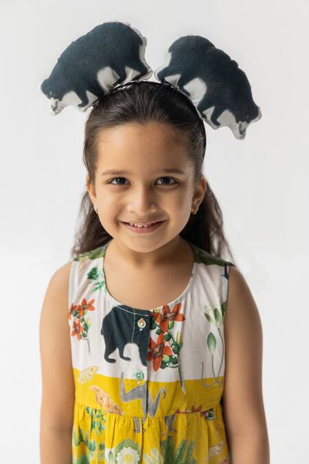 Ankid Multi Color Cotton Voile Printed Jungle Chidiya Ghar Ki Sair Tiered Dress Online at Aza Fashions Ankid_Multi Color Cotton Voile Printed Jungle Chidiya Ghar Ki Sair Tiered Dress_Online_at_Aza_Fashions