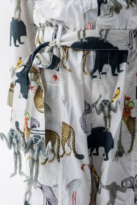 Buy Ankid Ivory Cotton Voile Printed Jungle Chidiya Ghar Ki Sair Jumpsuit Online at Aza Fashions Buy_Ankid_Ivory Cotton Voile Printed Jungle Chidiya Ghar Ki Sair Jumpsuit_Online_at_Aza_Fashions
