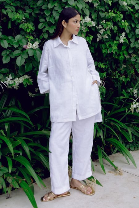 Kavya Singh Kundu Jayne Handwoven Linen Shirt With Trouser 