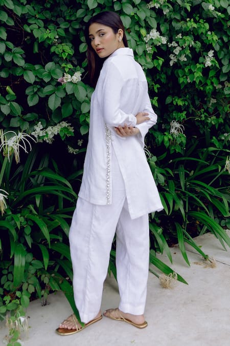 Kavya Singh Kundu Jayne Handwoven Linen Shirt With Trouser 