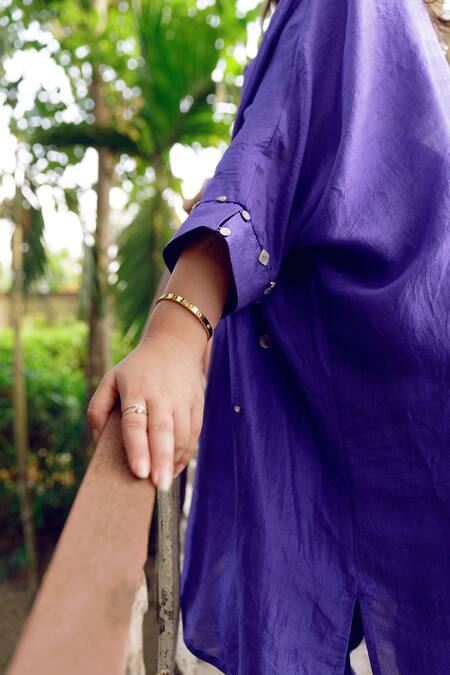 Shop_Kavya Singh Kundu_Purple Silk Crystals, Embroidery, Lorde Handwoven Mulberry Tunic With Trouser _Online_at_Aza_Fashions