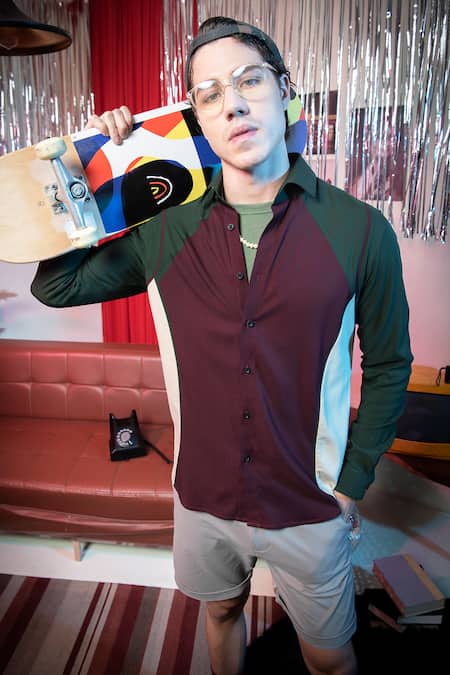 Abkasa_Multi Color Polyester, Viscose Carnival Block Shirt _Online_at_Aza_Fashions