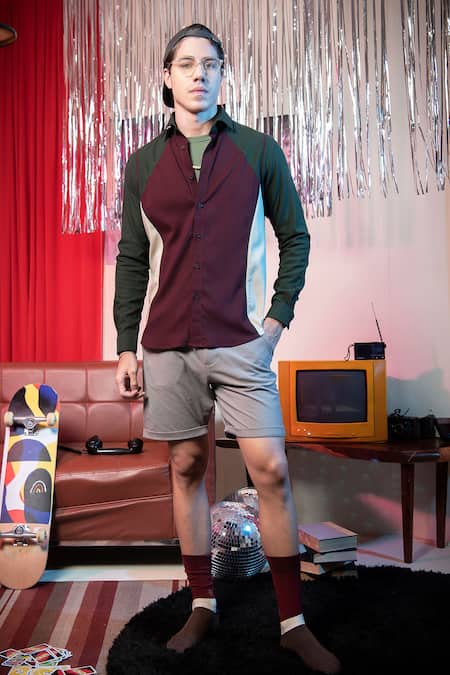 Buy_Abkasa_Multi Color Polyester, Viscose Carnival Block Shirt _Online_at_Aza_Fashions