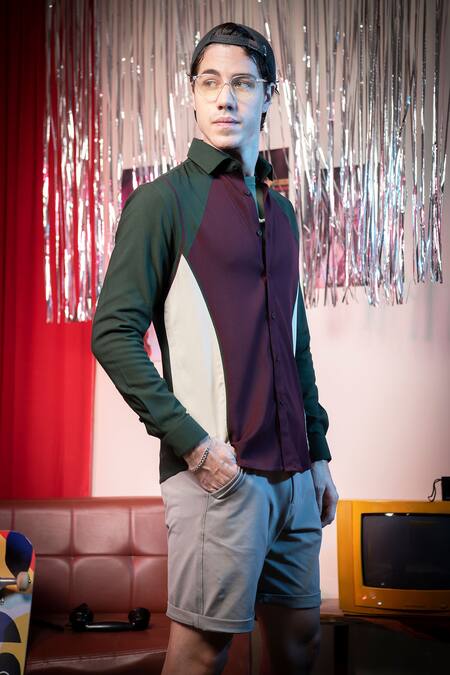 Shop_Abkasa_Multi Color Polyester, Viscose Carnival Block Shirt _Online_at_Aza_Fashions