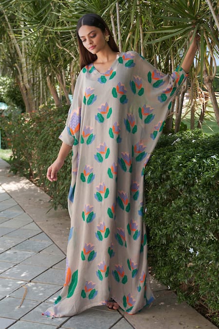 AFFROZ Floral Print Kaftan 