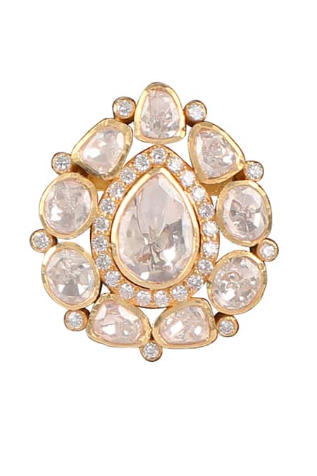 Sica Jewellery Yellow Moissanite Polki Embellished Long Necklace Set Online at Aza Fashions Sica Jewellery_Yellow Moissanite Polki Embellished Long Necklace Set _Online_at_Aza_Fashions