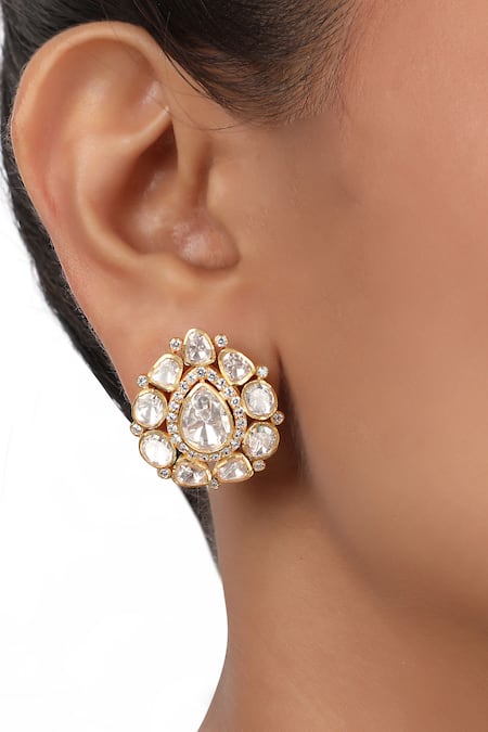 Shop Sica Jewellery Yellow Moissanite Polki Embellished Long Necklace Set Online at Aza Fashions Shop_Sica Jewellery_Yellow Moissanite Polki Embellished Long Necklace Set _Online_at_Aza_Fashions