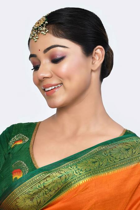 Posh By Rathore_Gold Plated Kundan Embellished Maangtikka _Online_at_Aza_Fashions