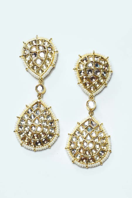 Posh By Rathore Drop Pattern Embellished Earrings 