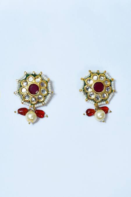 Shop_Posh By Rathore_Multi Color Crystals Kundan Embellished Choker Set _Online_at_Aza_Fashions