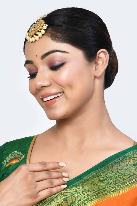 Posh By Rathore_Gold Plated Kundan Embellished Maangtikka _Online_at_Aza_Fashions