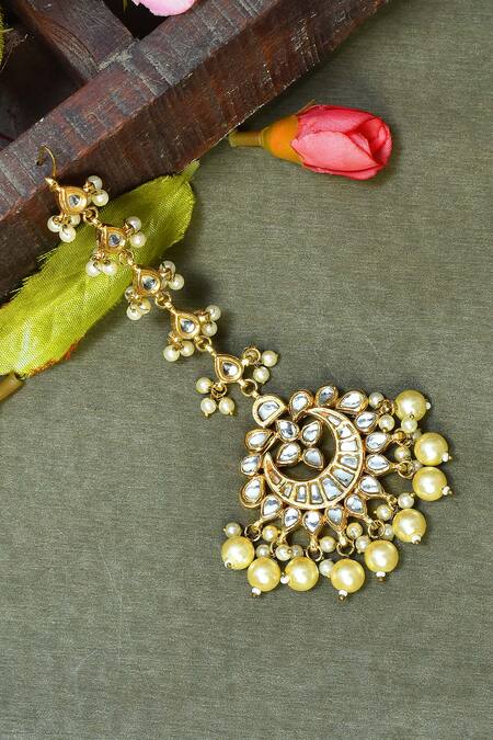 Buy_Posh By Rathore_Gold Plated Kundan Embellished Maangtikka _Online_at_Aza_Fashions