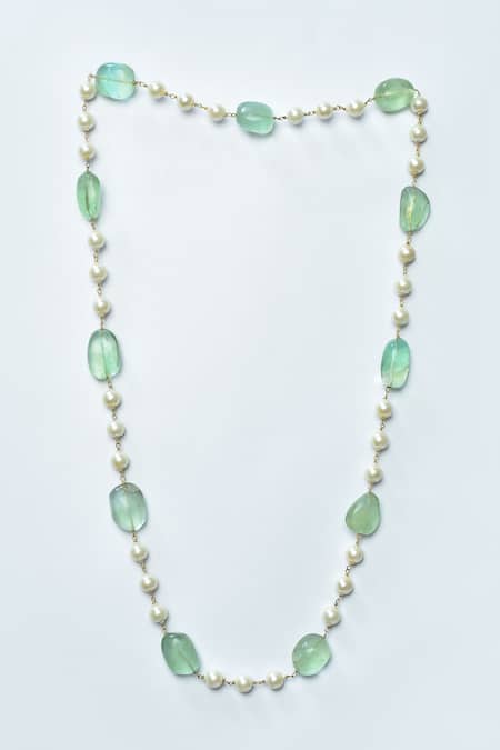 Posh By Rathore Fluorite Stones Embellished Necklace 