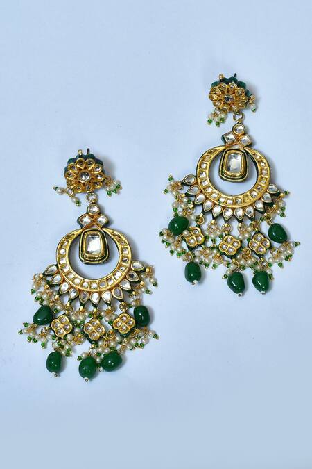 Shop_Posh By Rathore_Gold Plated Crystals, Beads Kundan Embellished Choker Set _Online_at_Aza_Fashions