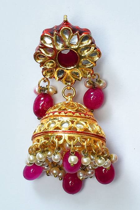 Posh By Rathore_Gold Plated Beads, Pearls Geometric Pattern Embellished Choker Set _at_Aza_Fashions