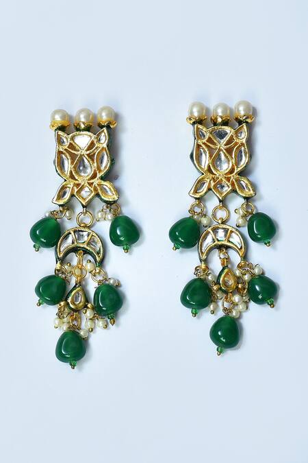 Shop_Posh By Rathore_Gold Plated Crystals, Beads Embellished Choker Set _Online_at_Aza_Fashions