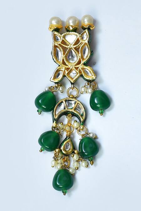 Posh By Rathore_Gold Plated Crystals, Beads Embellished Choker Set _at_Aza_Fashions