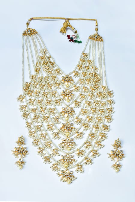 Posh By Rathore Kundan Embellished Layered Necklace Set 