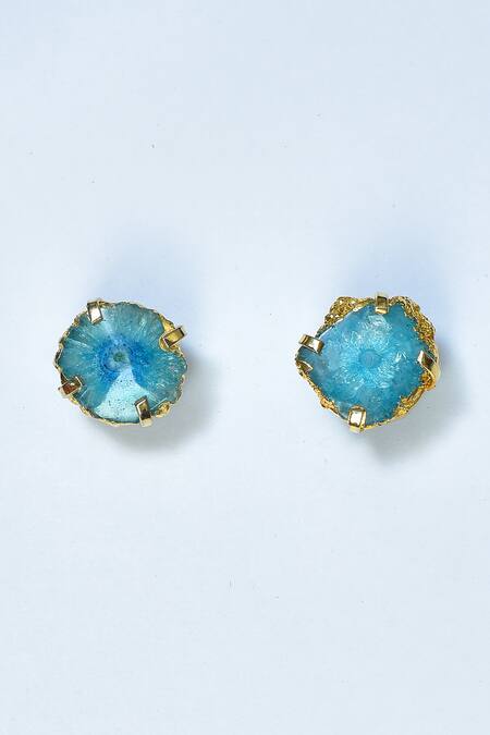 Shop_Posh By Rathore_Multi Color Druzy Stone Embellished Necklace Set _Online_at_Aza_Fashions